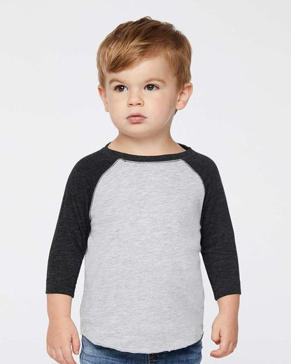 Rabbit Skins Toddler Baseball Fine Jersey Three-Quarter Sleeve Tee 3330 #colormdl_Vintage Heather/ Vintage Smoke