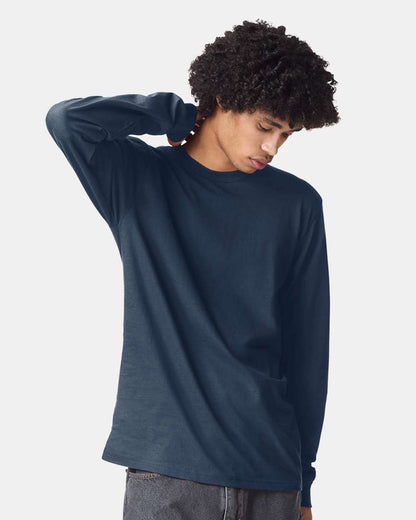 American Apparel Unisex Fine Jersey Long Sleeve Tee 2007 #colormdl_Sea Blue