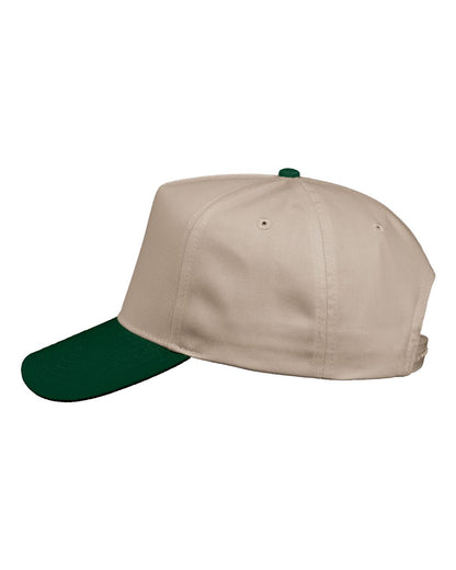 Valucap Five-Panel Twill Cap 8869 #color_Khaki/ Forest Green