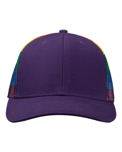 Kati Printed Mesh Trucker Cap S700M #color_Purple/ Rainbow