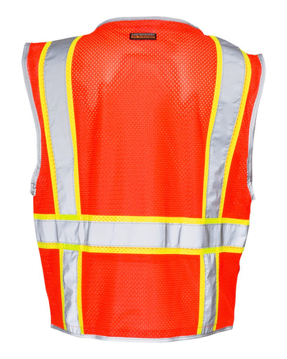 Kishigo Unisex Premium Brilliant Series® Heavy-Duty Class 2 Vest 1510-1511 #color_Fluorescent Red (1710)