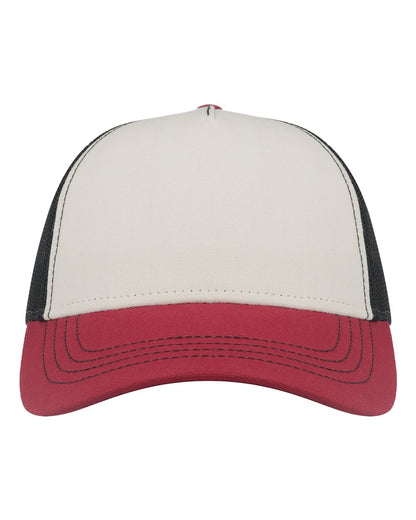 Atlantis Headwear Sustainable Canvas Cap RAPPER #color_White/ Burgundy/ Black