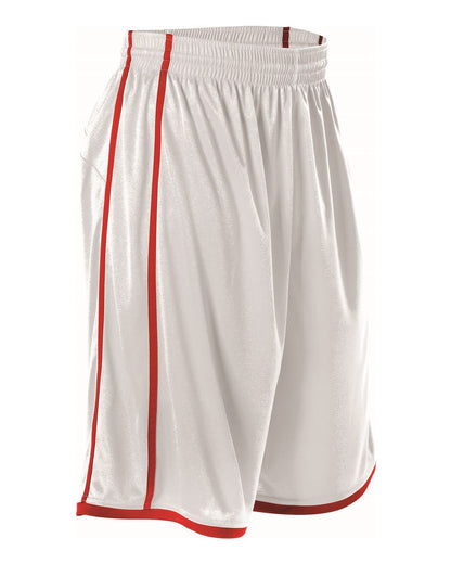 Alleson Athletic Women's Basketball Shorts 535PW #color_White/ Red