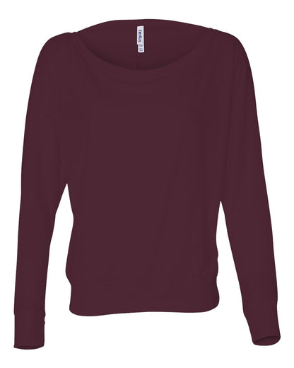 BELLA + CANVAS Women’s Flowy Off Shoulder Long Sleeve Tee 8850 #color_Maroon