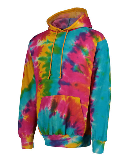 MV Sport Unisex Classic Fleece Tie-Dye Hooded Sweatshirt 1290 #color_Rainbow