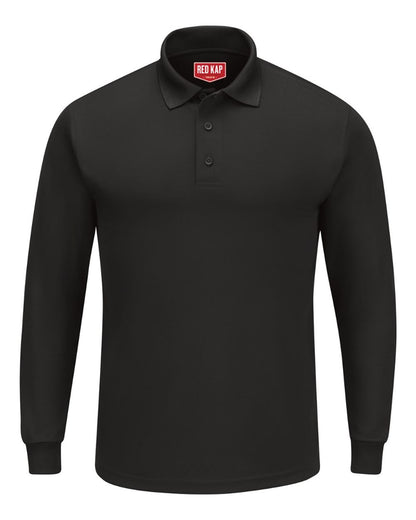 Red Kap Men's Long Sleeve Performance Knit Polo SK6L #color_Black