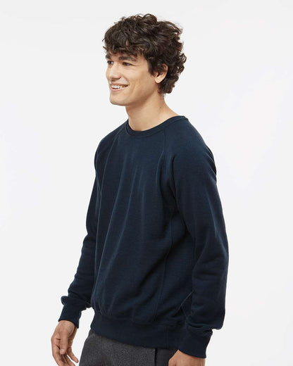 J. America Men's Ripple Fleece Raglan Crewneck Sweatshirt 8707 #colormdl_Navy