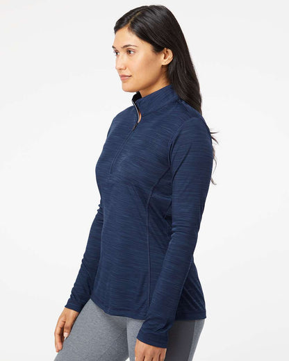 Adidas Women's Lightweight Mélange Quarter-Zip Pullover A476 #colormdl_Collegiate Navy Melange