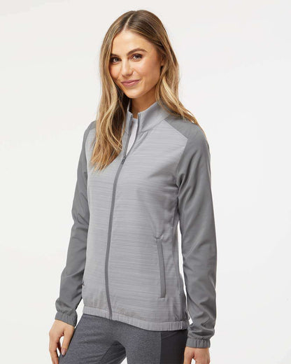 Adidas Women's Heather Block Full-Zip Windshirt A547 #colormdl_Grey Three/ Grey Three Heather