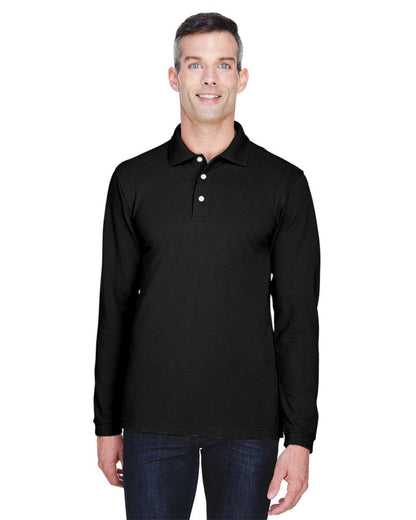 Harriton Men's Easy Blend™ Long Sleeve Polo M265L #colormdl_Black