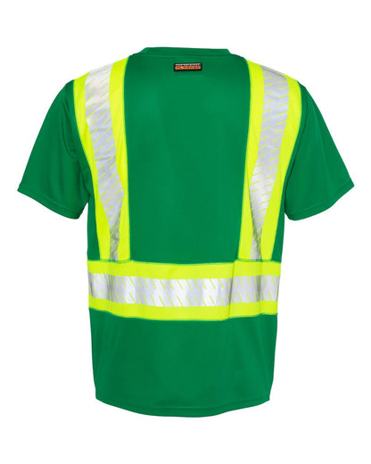 Kishigo Unisex EV Series® Enhanced Visibility Contrast Pocket T-Shirt B200-204 #color_Green/ Lime - B204