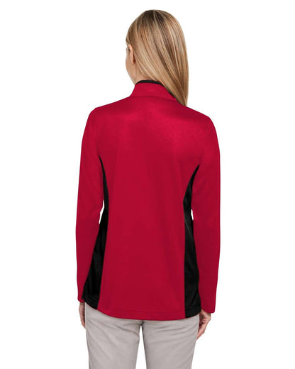 Harriton Women's Flash Snag Protection Plus IL Colorblock Quarter-Zip Pullover M786W #colormdl_Red/ Black