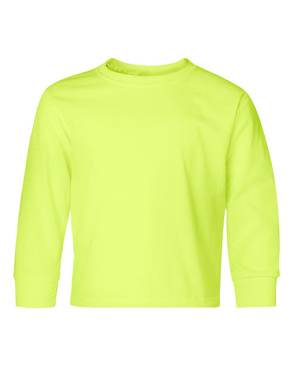 JERZEES Youth Dri-Power® Long Sleeve 50/50 T-Shirt 29BLR #color_Safety Green
