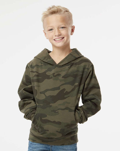 Independent Trading Co. Youth Midweight Hooded Sweatshirt SS4001Y #colormdl_Forest Camo