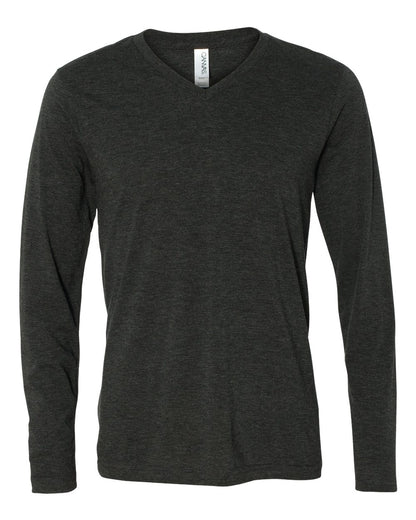 BELLA + CANVAS Unisex Long Sleeve V-Neck Tee 3425 #color_Charcoal Black Triblend