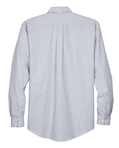 Devon & Jones Men's Crown Collection® Banker Stripe Woven Dress Shirt D645 #color_Navy