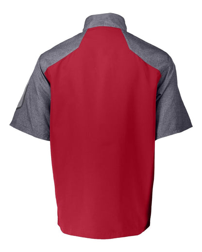 Holloway Unisex Raider Short Sleeve Quarter-Zip Pullover 229545 #color_Carbon Print/ Scarlet
