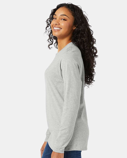 Hanes Unisex Perfect-T Long Sleeve T-Shirt 498L #colormdl_Ash