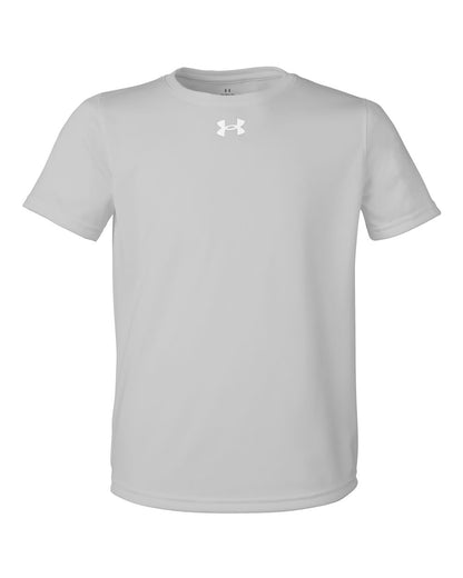 Under Armour Youth Tech™ Team T-Shirt 1377487 #color_Mod Grey Light Heather/ White