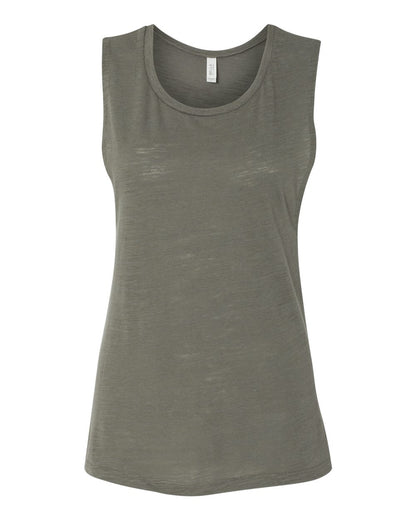 BELLA + CANVAS Women's Flowy Scoop Muscle Tank 8803 #color_Olive Slub