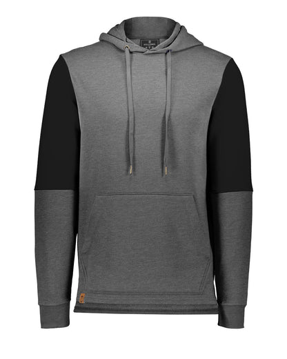 Holloway Men's All-American Team Fleece Colorblocked Hooded Sweatshirt 222581 #color_Carbon Heather/ Black