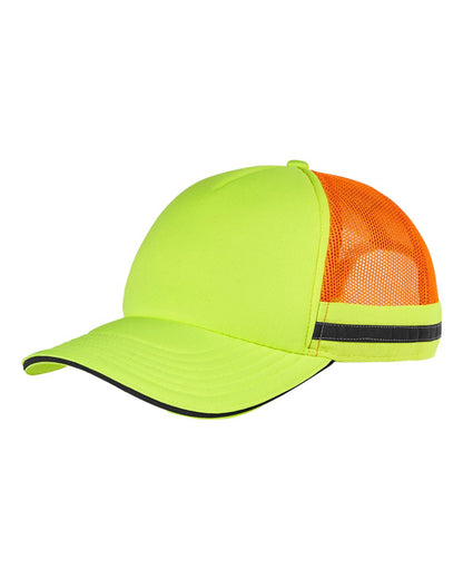 Big Accessories Safety Trucker Cap BA661 #color_Neon Yellow/ Neon Orange