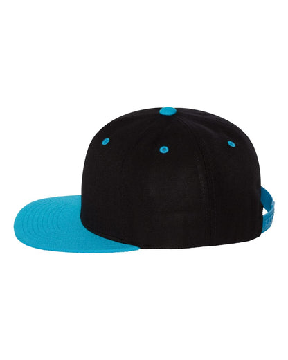 YP Classics Premium Flat Bill Snapback Cap 6089M #color_Black/ Teal