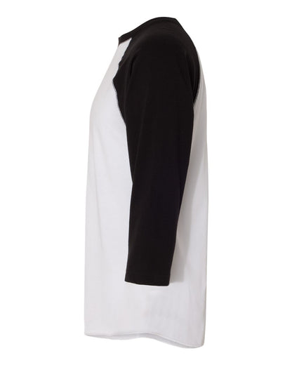 LAT Men's Baseball Fine Jersey Three-Quarter Sleeve Tee 6930 #color_White Solid/ Black