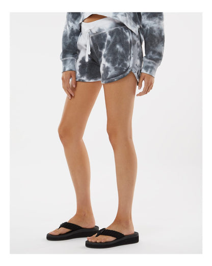 J. America Women's Fleece Shorts 8856 #colormdl_Black Tie Dye