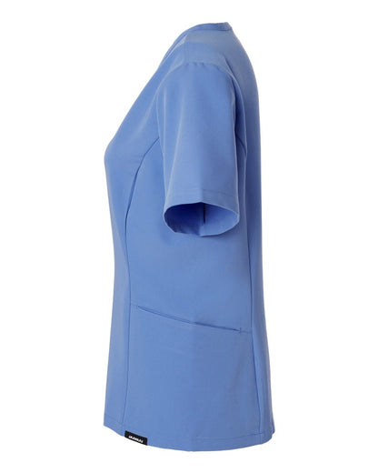 Jaanuu Women's Calix Fit & Flare Scrub V-Neck Top W10003 #color_Ceil Blue
