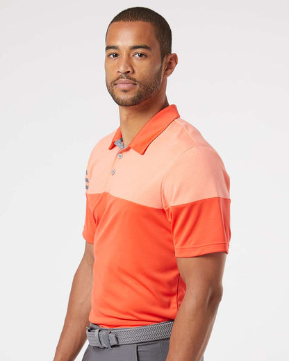 Adidas Heathered 3-Stripes Colorblocked Polo A213 #colormdl_Blaze Orange/ Vista Grey