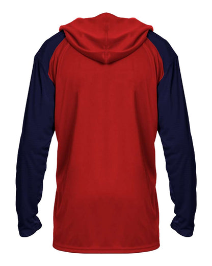 Badger Men's Breakout Hooded Long Sleeve T-Shirt 4235 #color_Red/ Navy