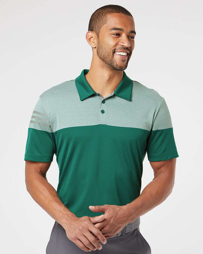 Adidas Heathered 3-Stripes Colorblocked Polo A213 #colormdl_Collegiate Green