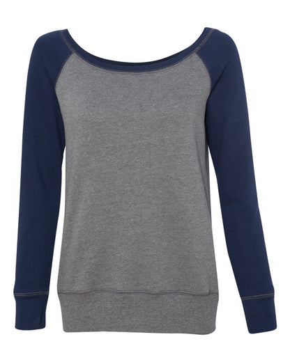 BELLA + CANVAS Women’s Sponge Fleece Wide Neck Sweatshirt 7501 #color_Deep Heather/ Navy