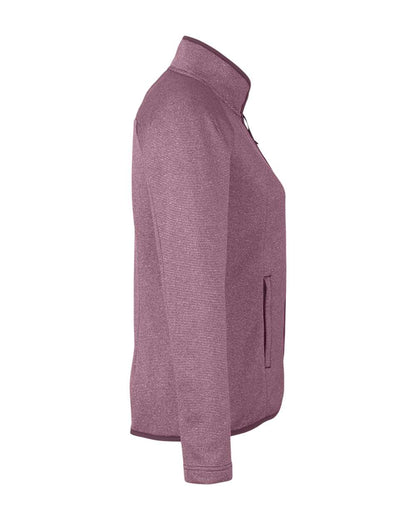 CORE365 Women's Venture Heathered Stripe Full-Zip CE72W #color_Burgundy/ White