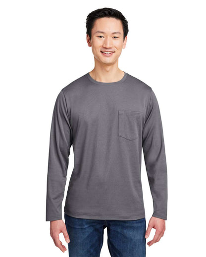Harriton Unisex Charge Snag and Soil Protect Long Sleeve T-Shirt M118L #colormdl_Dark Charcoal