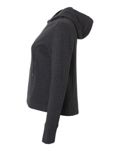 North End Women's Spirit Textured Hooded Pullover NE729W #color_Black Heather