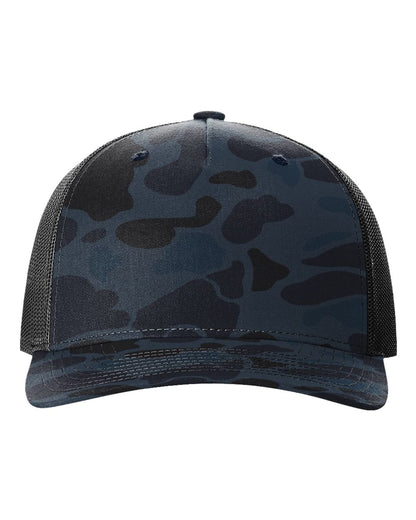 Richardson Five-Panel Printed Trucker Cap 112PFP #color_Admiral Duck Camo/ Black