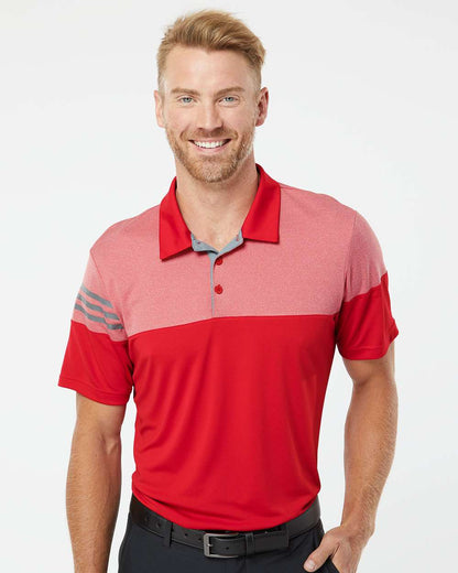 Adidas Heathered 3-Stripes Colorblocked Polo A213 #colormdl_Power Red