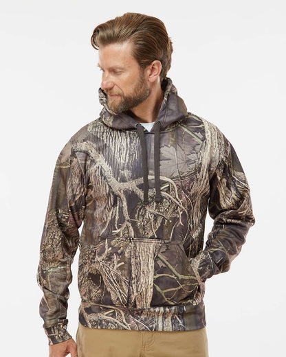 J. America Men's Polyester Tailgate Hooded Sweatshirt 8615 #colormdl_Outdoor Camo