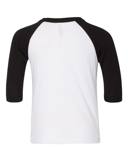 BELLA + CANVAS Toddler Three-Quarter Sleeve Baseball Tee 3200T #color_White/ Black