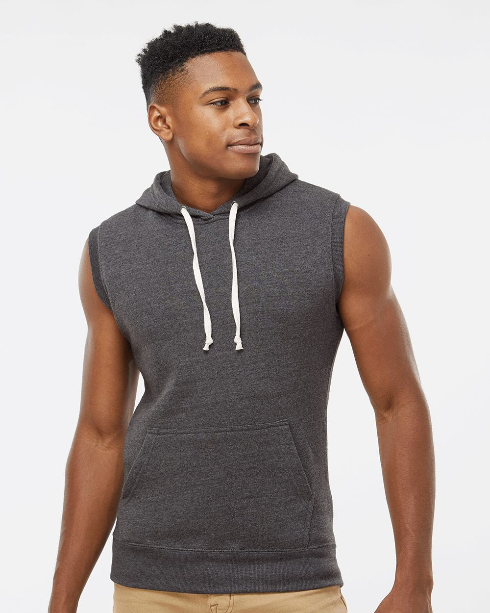 J. America Men's Triblend Sleeveless Hooded Sweatshirt 8877