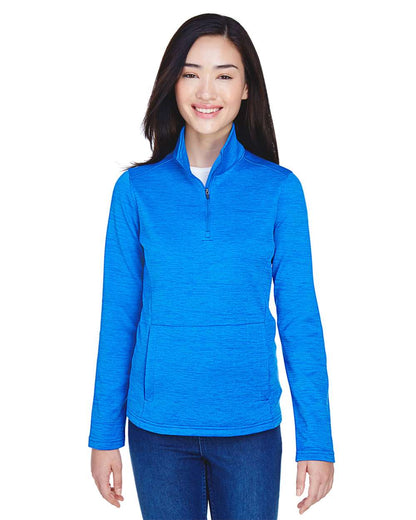 Devon & Jones Women's Newbury Mélange Fleece Quarter-Zip Pullover DG798W #colormdl_French Blue Heather