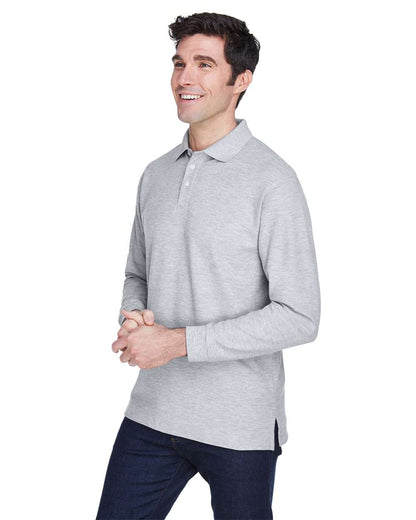 Devon & Jones Men's Pima Piqué Long Sleeve Polo D110 #colormdl_Grey Heather