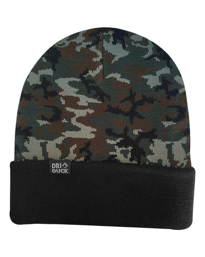 DRI DUCK Coleman Cuffed Beanie 3523 #color_Green Woodland Camo