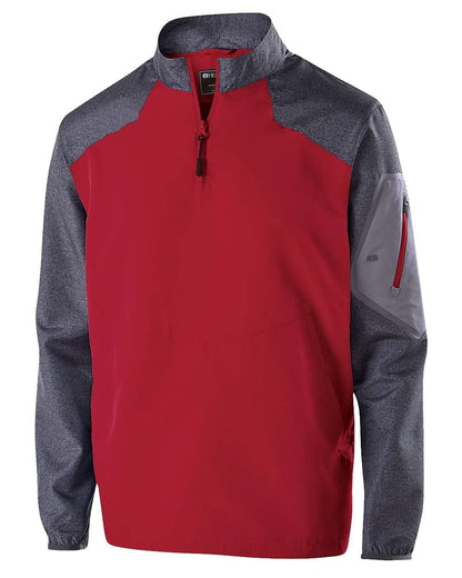 Holloway Men's Raider Quarter-Zip Jacket 229155 #color_Carbon Print/ Scarlet