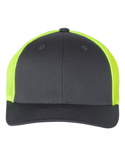 Richardson R-Flex Trucker Cap 110 #color_Charcoal/ Neon Yellow