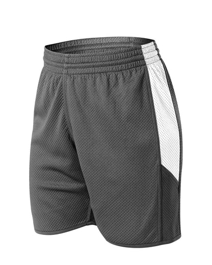 Alleson Athletic Women's Single Ply Reversible Shorts 589PSPW #color_Charcoal/ White