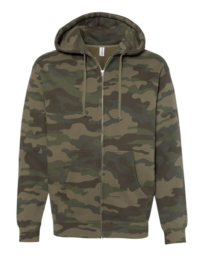 Independent Trading Co. Unisex Heavyweight Full-Zip Hooded Sweatshirt IND4000Z #color_Forest Camo