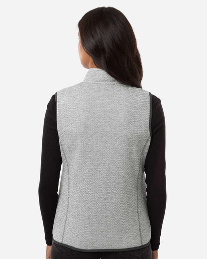 North End Women's Jasper Jacquard Fleece Vest NE731W #colormdl_Grey/ White